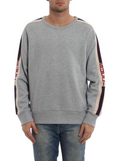 Shop Gucci Logo Sweatshirt In Medium Grey-milk-red