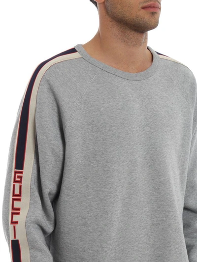 Shop Gucci Logo Sweatshirt In Medium Grey-milk-red