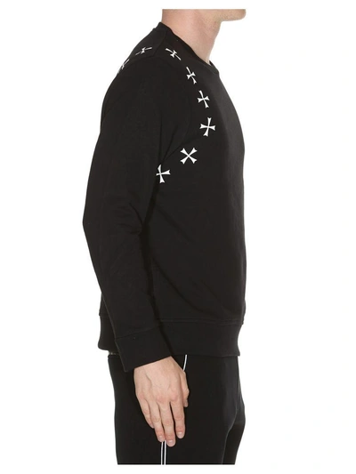 Shop Neil Barrett Cross Print Sweatshirt In Black/white