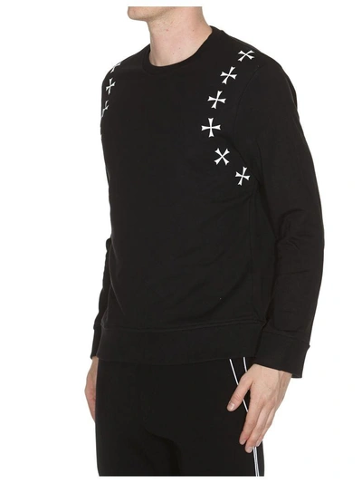 Shop Neil Barrett Cross Print Sweatshirt In Black/white