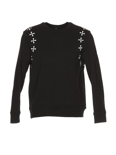 Shop Neil Barrett Cross Print Sweatshirt In Black/white