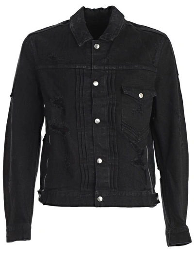 Shop Balmain Distressed Jacket In Black