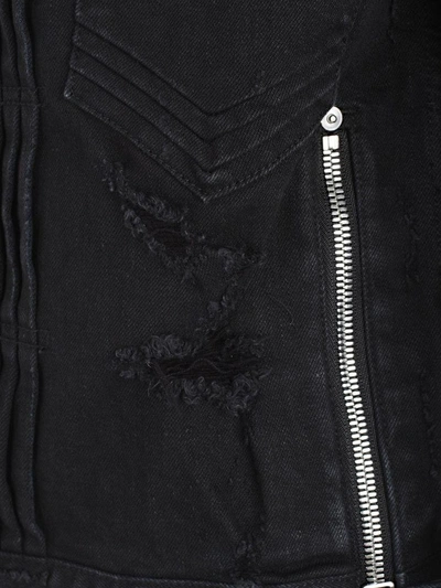 Shop Balmain Distressed Jacket In Black