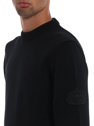 Shop Prada Round Neck Sweater In Nero