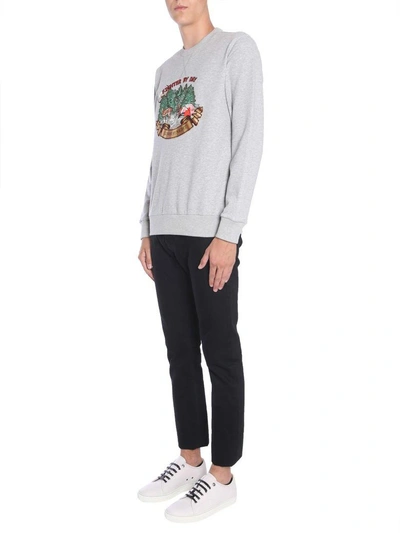 Shop Lanvin Sweatshirt With Fighter Embroidery In Grigio