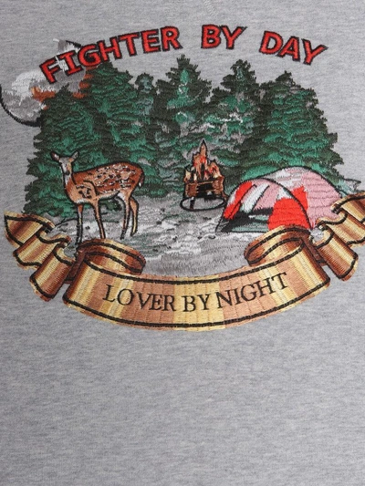 Shop Lanvin Sweatshirt With Fighter Embroidery In Grigio