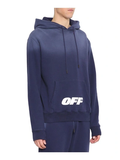 Shop Off-white Wing Off Cotton Hoodie In Blu