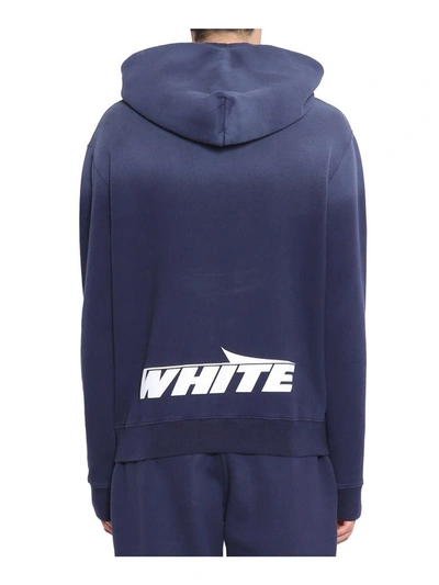 Shop Off-white Wing Off Cotton Hoodie In Blu