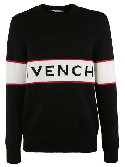 Shop Givenchy Contrast Stripe Jumper In Black