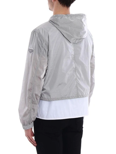 Shop Givenchy Double Construction Hooded Windbreaker In Light Grey