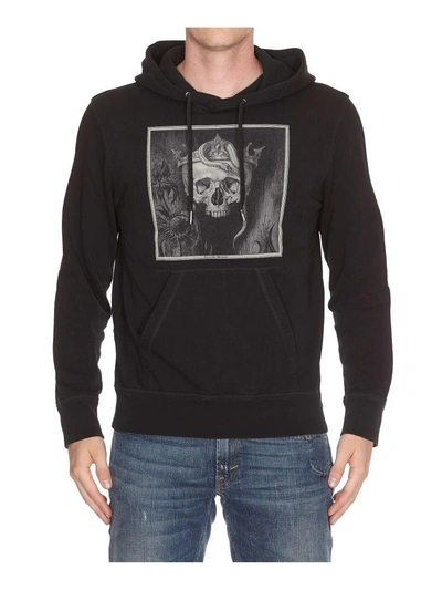 Shop Alexander Mcqueen Crowned Skull Hoodie In Black