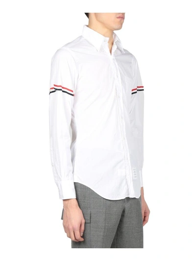 Shop Thom Browne Oxford Cotton Armbands Shirt In Bianco
