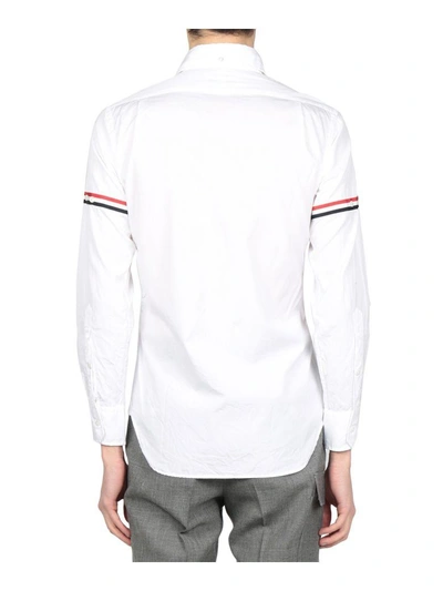 Shop Thom Browne Oxford Cotton Armbands Shirt In Bianco