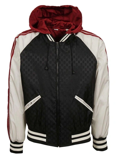 Shop Gucci Gg Signature Hooded Bomber Jacket