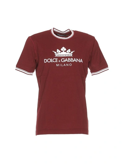 Shop Dolce & Gabbana Logo T-shirt In Bordeaux