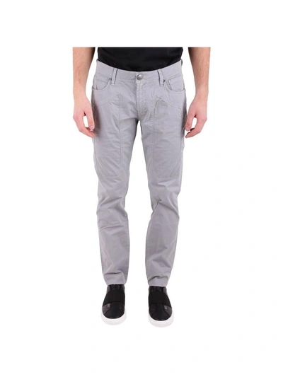 Shop Jeckerson Cotton Blend Trousers In Grey