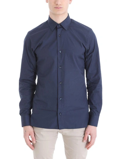 Shop Z Zegna Blue Cotton Shirt