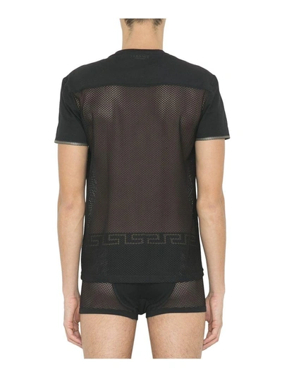 Shop Versace Black Mesh T-shirt In Nero