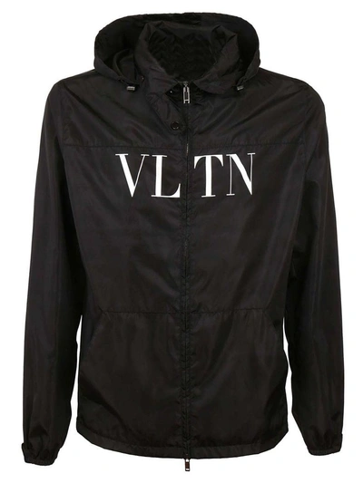 Shop Valentino Logo Windbreaker In 0no Nero