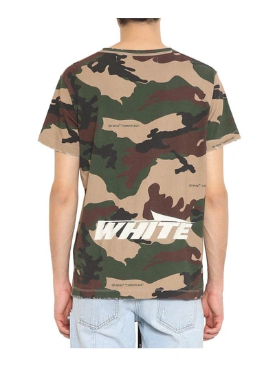 Shop Off-white Camou Cotton T-shirt In Verde