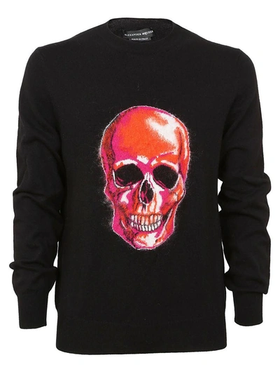 Shop Alexander Mcqueen Skull Knit Sweater In Nero
