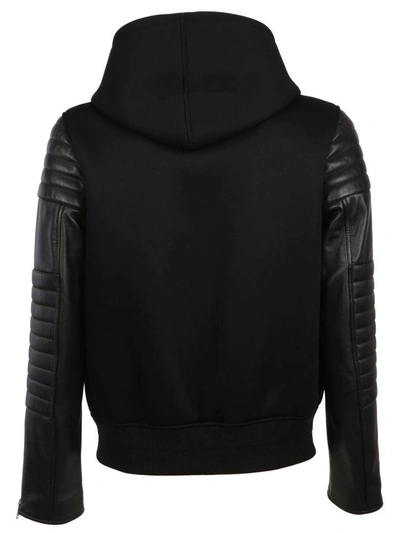 Shop Givenchy Hooded Leather Jacket In Black