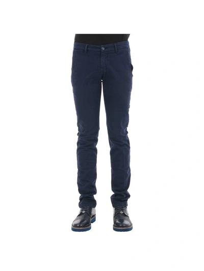 Shop Re-hash Canaletto Cotton Trousers In Navy Blue