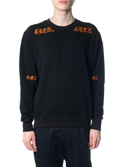 Shop Omc Black Embroidered Cotton Sweatshirt