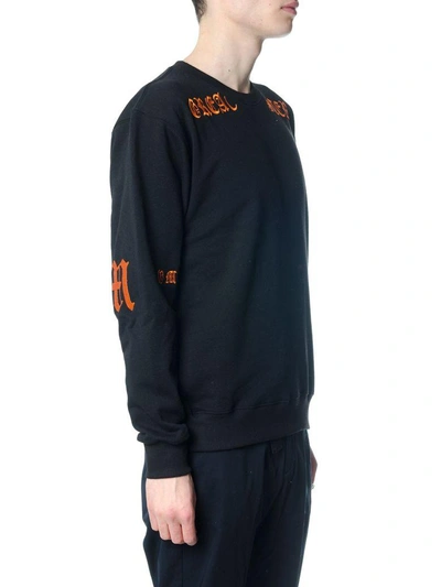 Shop Omc Black Embroidered Cotton Sweatshirt