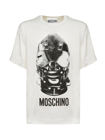 Shop Moschino Graphic Print T-shirt In Bianco Nero