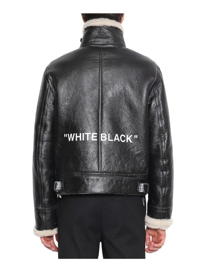 Shop Off-white Leather Shearling Jacket In Nero