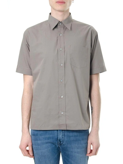 Shop Fendi Gray Cotton Shirt With Ff Logo