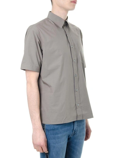 Shop Fendi Gray Cotton Shirt With Ff Logo
