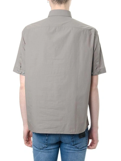 Shop Fendi Gray Cotton Shirt With Ff Logo