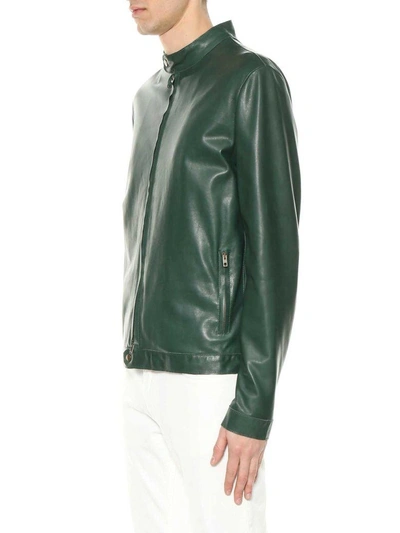 Shop Salvatore Santoro Leather Jacket In Verde