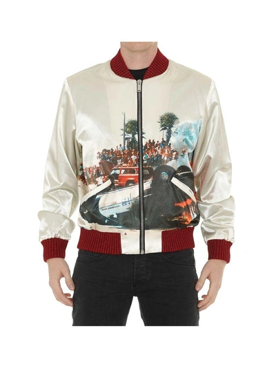 Shop Palm Angels Riot Souvenir Bomber Jacket In Off White