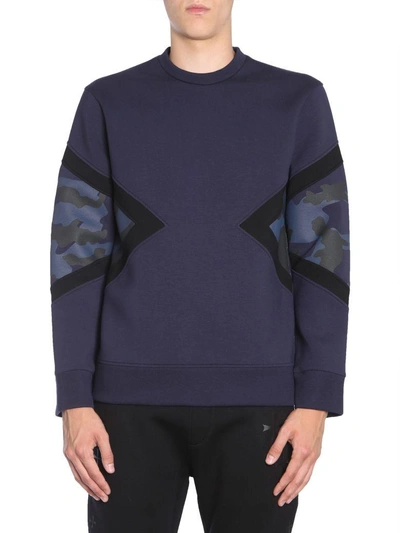 Shop Neil Barrett Sweatshirt With Modernist Camo Detail In Blu