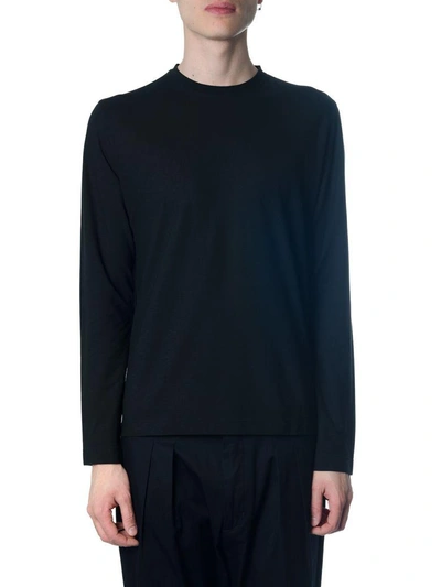 Shop Zanone Long-sleeved Black Cotton T-shirt