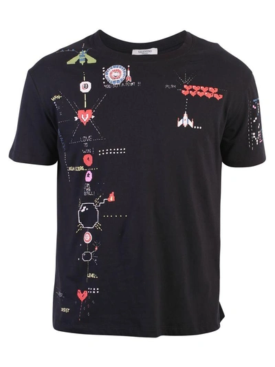 Shop Valentino Black Printed T-shirt