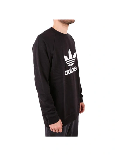 Shop Adidas Originals Trefoil Cotton Sweatshirt In Black