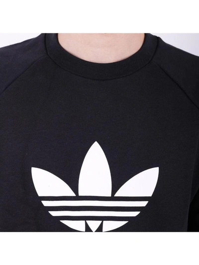 Shop Adidas Originals Trefoil Cotton Sweatshirt In Black