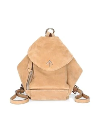 Shop Manu Atelier Mini Fernweh Suede Backpack In Poudre