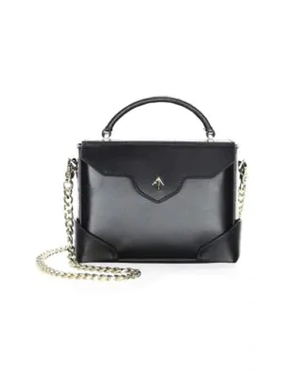 Shop Manu Atelier Micro Bold Leather Top Handle Bag In Black