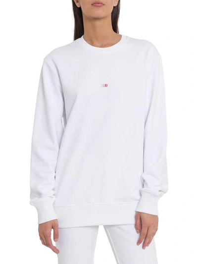 Shop Helmut Lang Crewneck Sweatshirt With Taxi Print In Bianco