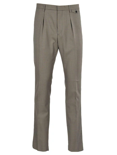 Shop Prada Check Belted Trousers In Grey Check