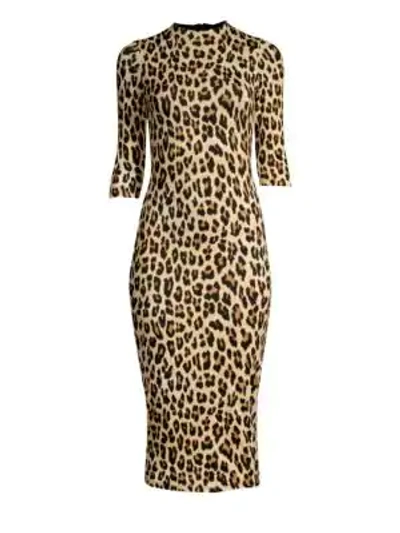 Shop Alice And Olivia Delora Leopard Print Bodycon Dress In Textured Leopard
