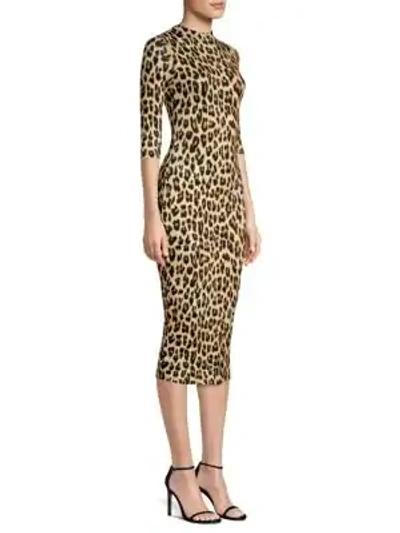 Shop Alice And Olivia Delora Leopard Print Bodycon Dress In Textured Leopard