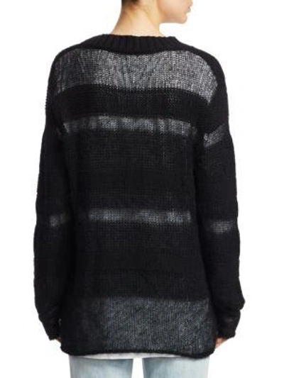 Shop Alexander Wang T Loose Knit Sweater & Tee Liner In Black White