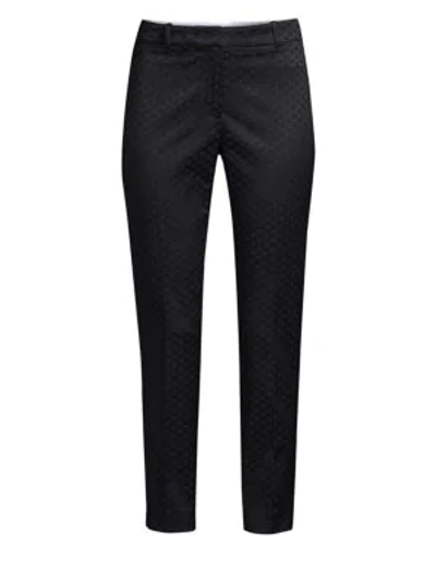 Shop Peserico Jacquard Ankle Trousers In Navy