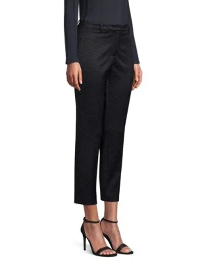 Shop Peserico Jacquard Ankle Trousers In Navy